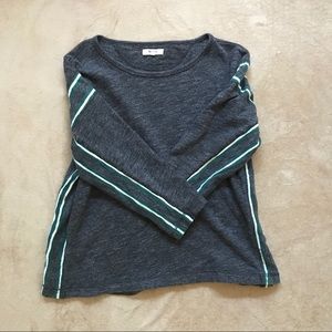 Madewell grey top with dark green striping